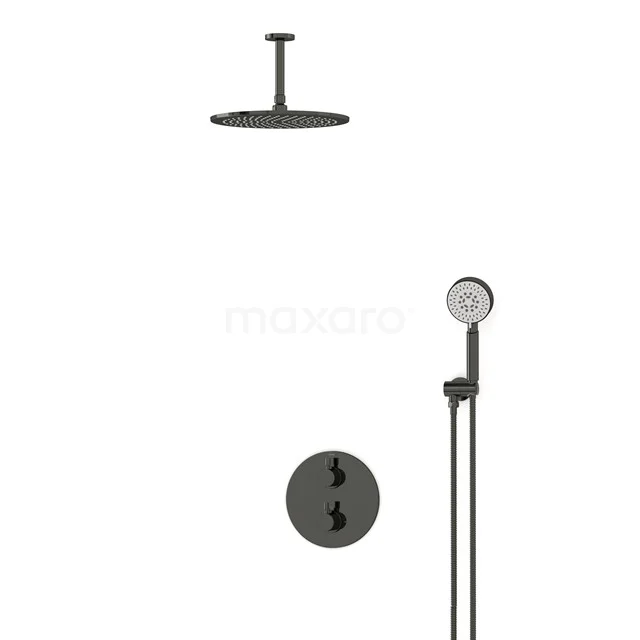 Radius Rain shower Built-in | Black chrome 30 cm Rain shower Thermostatic BIB55-00106