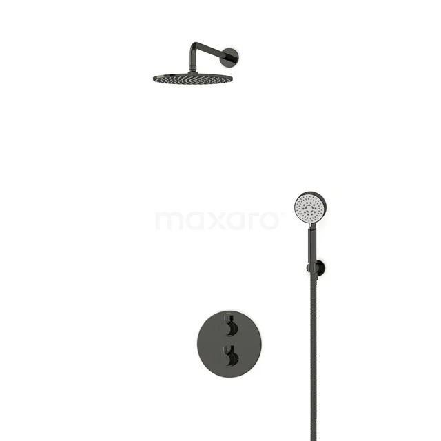 Radius Rain shower Built-in | Black chrome 25 cm Rain shower Thermostatic BIB55-00112