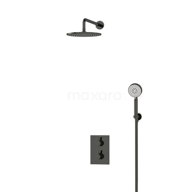 Radius Rain shower Built-in | Black chrome 25 cm Rain shower Thermostatic BIB55-00113