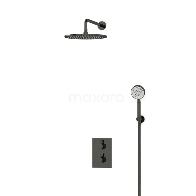 Radius Rain shower Built-in | Black chrome 30 cm Rain shower Thermostatic BIB55-00116