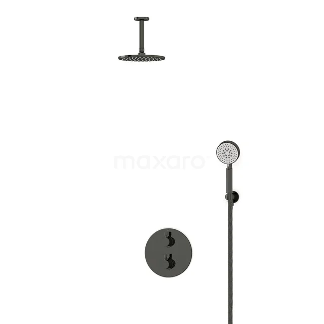 Radius Regenduschen Einbau | Schwarzchrom 20 cm Regenduschen Thermostatisch BIB55-00118