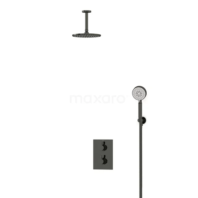 Radius Regenduschen Einbau | Schwarzchrom 20 cm Regenduschen Thermostatisch BIB55-00119