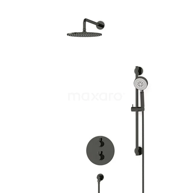 Radius Rain shower Built-in | Black chrome 25 cm Rain shower Thermostatic BIB55-00130