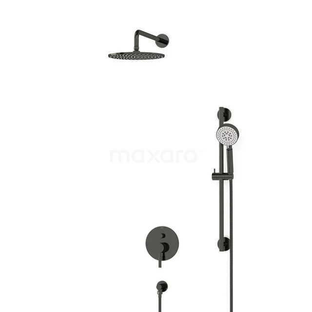 Radius Schwarzchrom Unterputz-Regenbrausegarnitur, Mischbatterie, 25cm Kopfbrause, Schwarzchrom BIB55-00132
