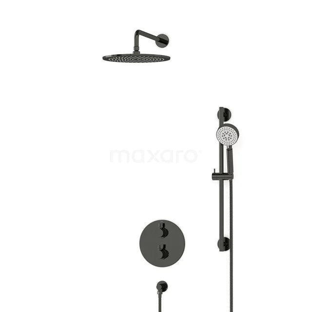 Radius Rain shower Built-in | Black chrome 30 cm Rain shower Thermostatic BIB55-00133