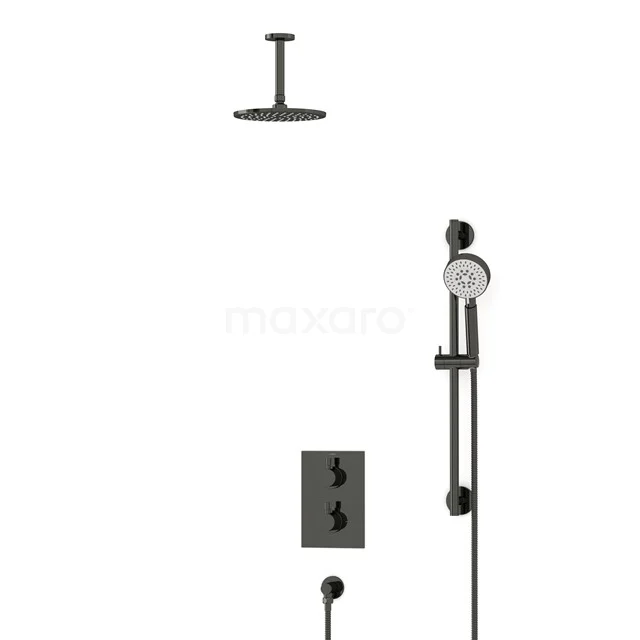 Radius Rain shower Built-in | Black chrome 20 cm Rain shower Thermostatic BIB55-00137
