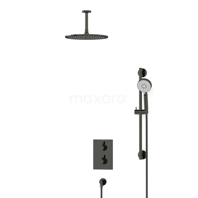 Radius Rain shower Built-in | Black chrome 30 cm Rain shower Thermostatic BIB55-00143