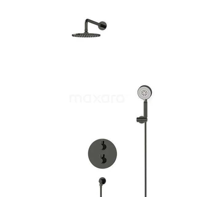 Radius Regenduschen Einbau | Schwarzchrom 20 cm Regenduschen Thermostatisch BIB55-00145