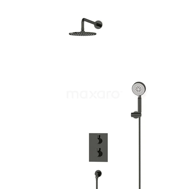 Radius Regenduschen Einbau | Schwarzchrom 20 cm Regenduschen Thermostatisch BIB55-00146