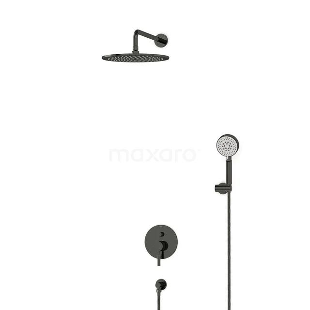 Radius Schwarzchrom Unterputz-Regenbrausegarnitur, Mischbatterie, 30cm Kopfbrause, Schwarzchrom BIB55-00153