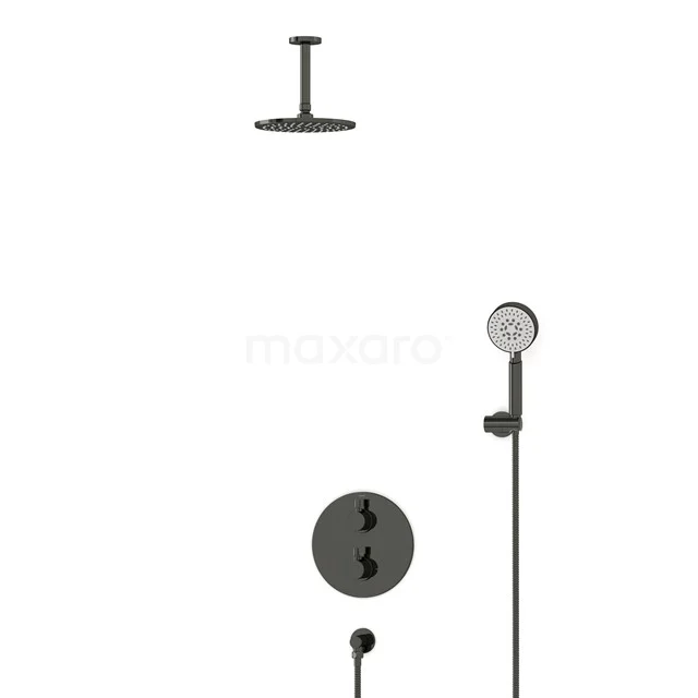 Radius Rain shower Built-in | Black chrome 20 cm Rain shower Thermostatic BIB55-00154