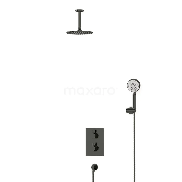 Radius Rain shower Built-in | Black chrome 20 cm Rain shower Thermostatic BIB55-00155