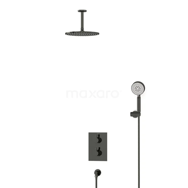Radius Rain shower Built-in | Black chrome 25 cm Rain shower Thermostatic BIB55-00158