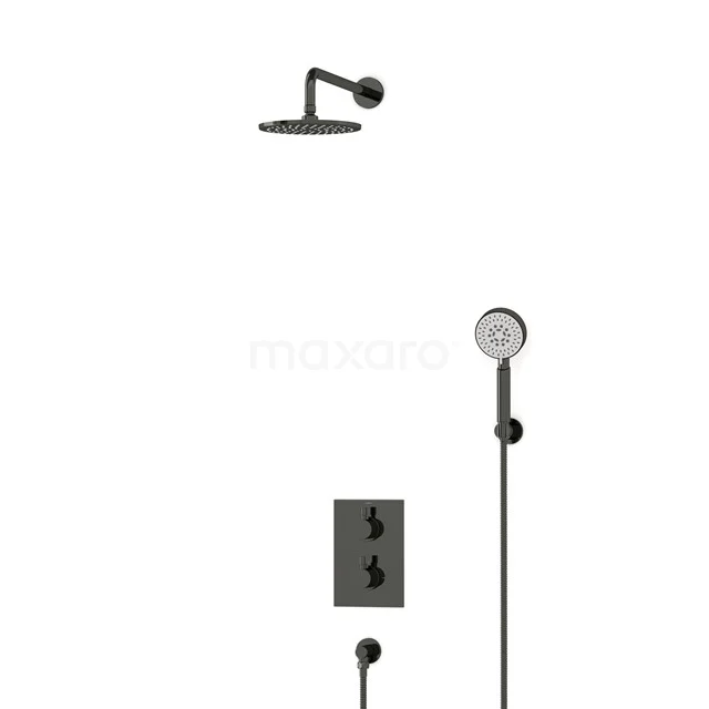 Radius Rain shower Built-in | Black chrome 20 cm Rain shower Thermostatic BIB55-00164