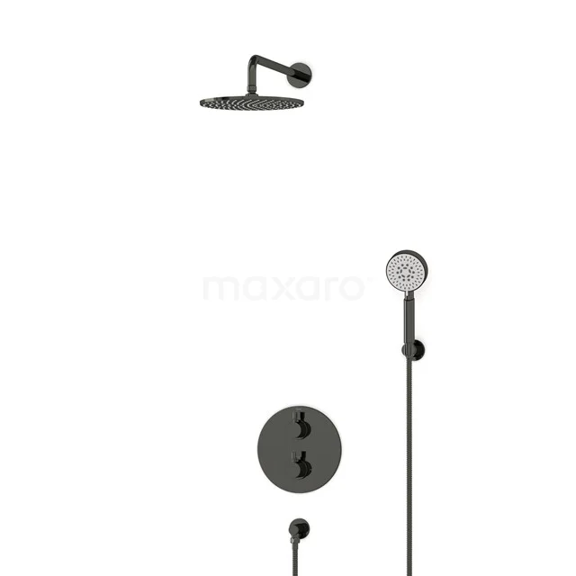 Radius Rain shower Built-in | Black chrome 25 cm Rain shower Thermostatic BIB55-00166