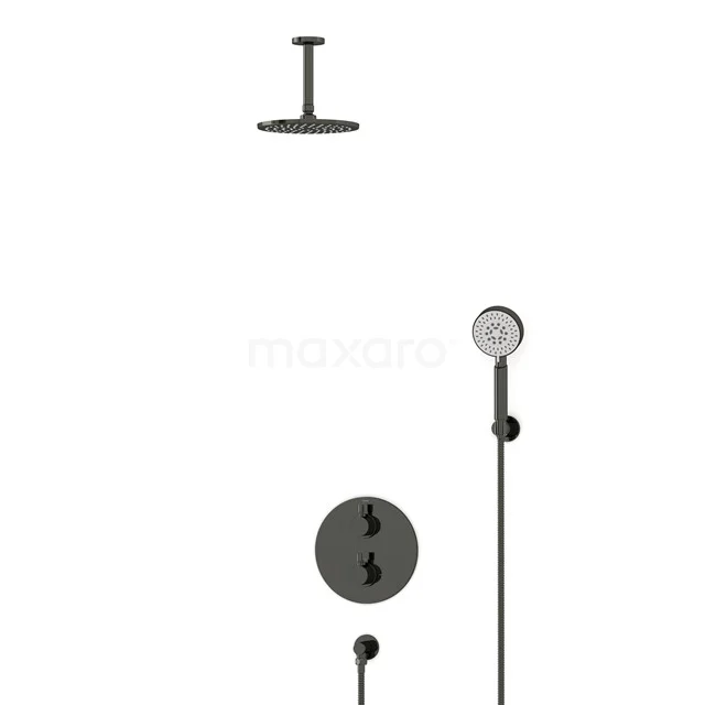 Radius Rain shower Built-in | Black chrome 20 cm Rain shower Thermostatic BIB55-00172