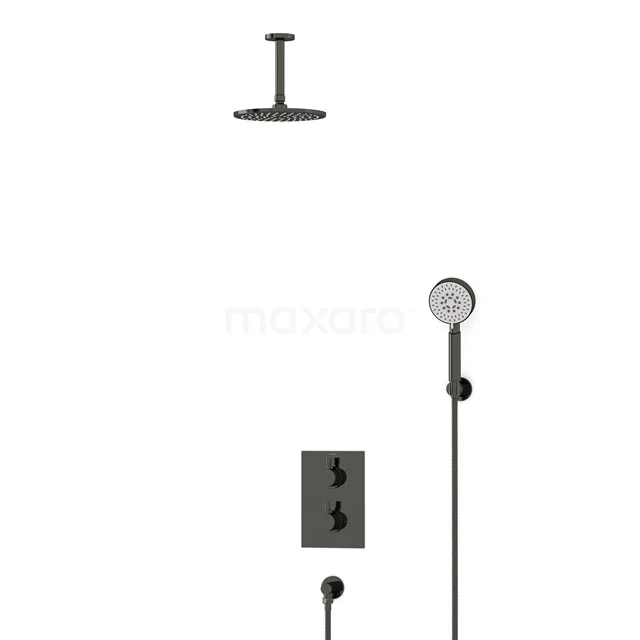 Radius Rain shower Built-in | Black chrome 20 cm Rain shower Thermostatic BIB55-00173