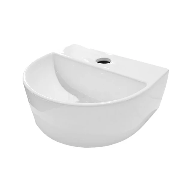 Handwaschbecken WC Clasico Keramik Weiß mit Hahnloch K110-1200 Weißes, halbrundes Waschbecken mit Hahnloch, kompaktes Design; ideal für moderne Badezimmergestaltungen.