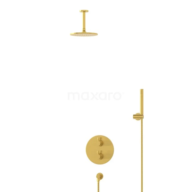 Radius Gold Unterputz-Regenbrausegarnitur, Thermostatarmatur, 20cm Kopfbrause, Gold BIG55-00028