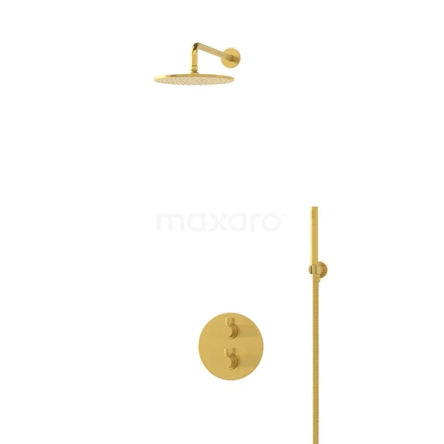 Radius Gold Unterputz-Regenbrausegarnitur, Thermostatarmatur, 25cm Kopfbrause, Gold BIG55-00040