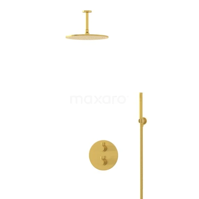Radius Gold Unterputz-Regenbrausegarnitur, Thermostatarmatur, 30cm Kopfbrause, Gold BIG55-00052