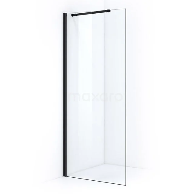 Pearl begehbare Dusche | 90 cm Matt Schwarz Feste Wand IPA09100M Duschwand aus Klarglas mit schwarzem Profil, moderne Designserie, ideal für eine stilvolle Badezimmergestaltung.