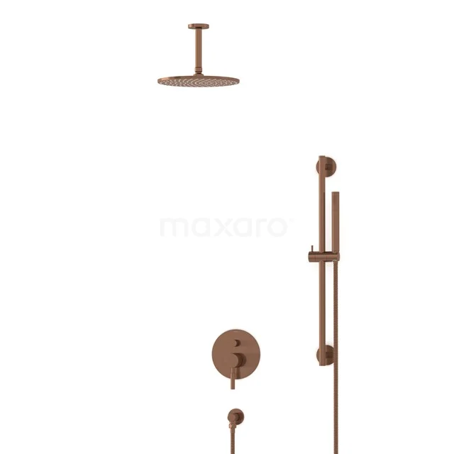 Radius Kupfer Unterputz-Regenbrausegarnitur, Mischbatterie, 25cm Kopfbrause, Kupfer BIK55-00069