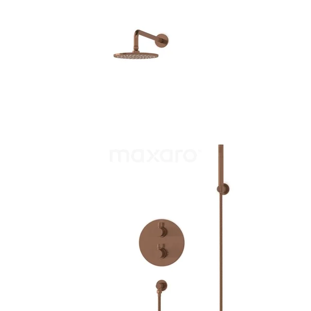 Radius Kupfer Unterputz-Regenbrausegarnitur, Thermostatarmatur, 20cm Kopfbrause, Kupfer BIK55-00073