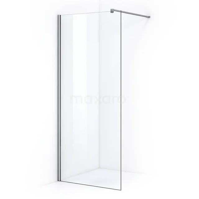 Sleek glass shower screen, transparent design with aluminium profile, ideal for modern bathroom design.