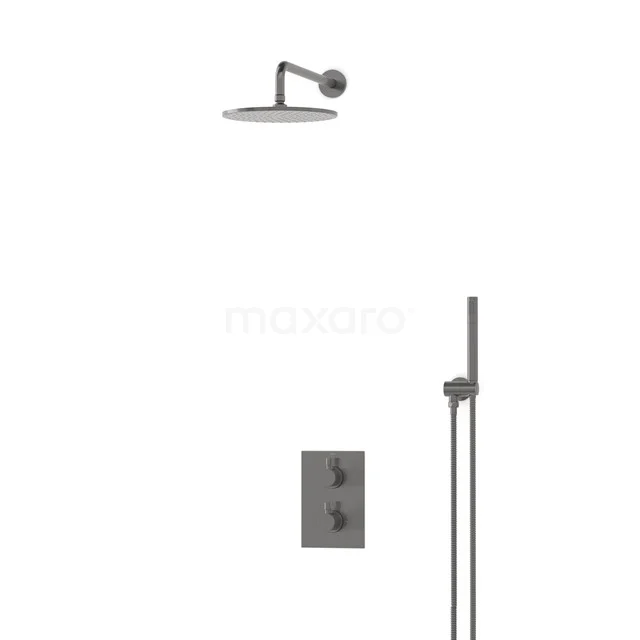 Radius Rain shower Built-in | Black metal 25 cm Rain shower Thermostatic BIM55-00007