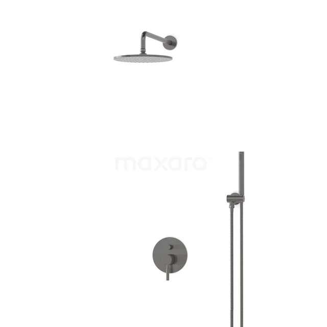 Einbau-Regenbrausegarnitur Radius Schwarz Steel, Einhebelmischbatterie, 25cm Kopfbrause, Schwarzes Metall BIM55-00008 Einbau-Regenbrausegarnitur Radius Schwarz Steel, Einhebelmischbatterie, 25cm Kopfbrause, Schwarzes Metall BIM55-00008