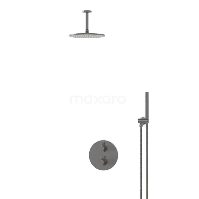 Radius Rain shower Built-in | Black metal 25 cm Rain shower Thermostatic BIM55-00015
