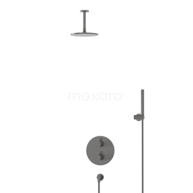 Radius Rain shower Built-in | Black metal 20 cm Rain shower Thermostatic BIM55-00028