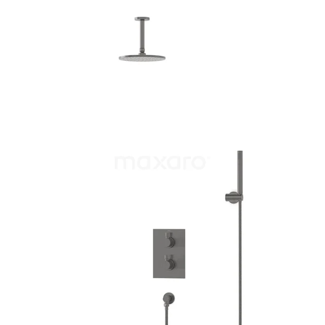 Radius Rain shower Built-in | Black metal 20 cm Rain shower Thermostatic BIM55-00029