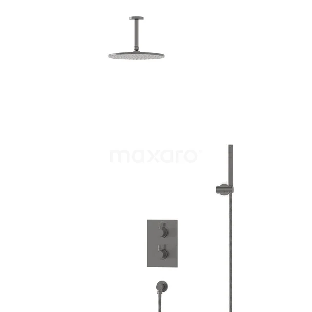 Radius Rain shower Built-in | Black metal 25 cm Rain shower Thermostatic BIM55-00032