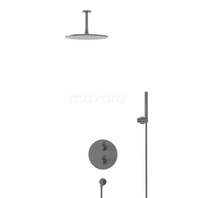 Radius Rain shower Built-in | Black metal 30 cm Rain shower Thermostatic BIM55-00034
