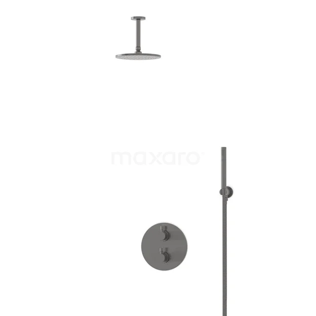 Radius Rain shower Built-in | Black metal 20 cm Rain shower Thermostatic BIM55-00046