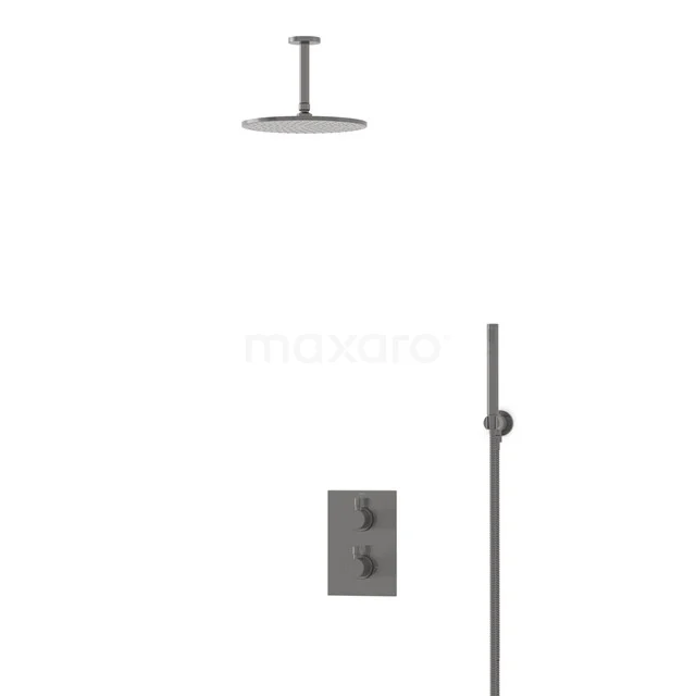 Radius Rain shower Built-in | Black metal 25 cm Rain shower Thermostatic BIM55-00050