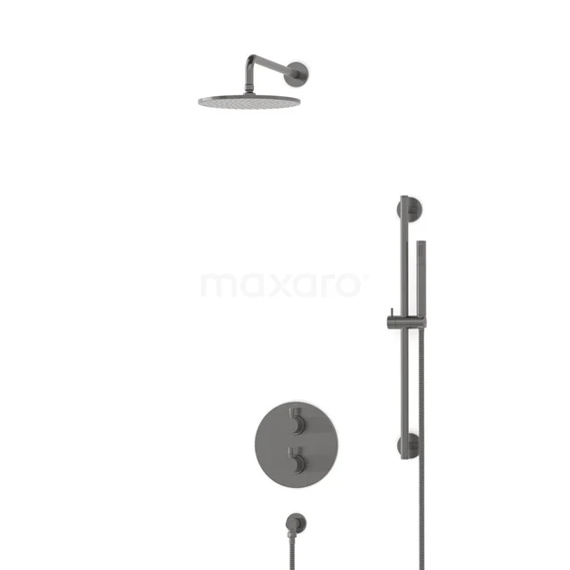Radius Rain shower Built-in | Black metal 25 cm Rain shower Thermostatic BIM55-00058