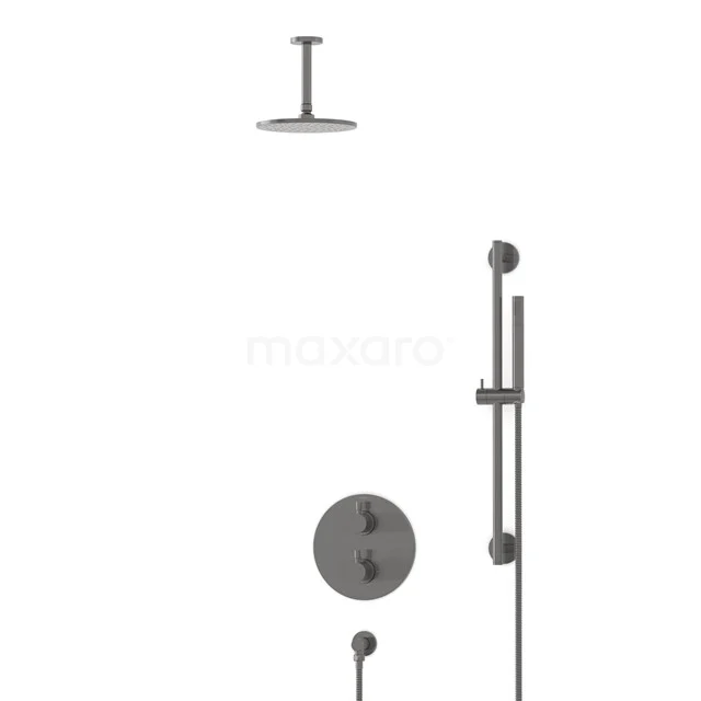 Radius Rain shower Built-in | Black metal 20 cm Rain shower Thermostatic BIM55-00064