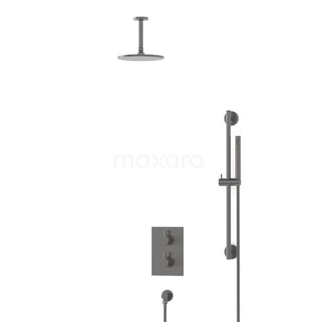 Radius Rain shower Built-in | Black metal 20 cm Rain shower Thermostatic BIM55-00065