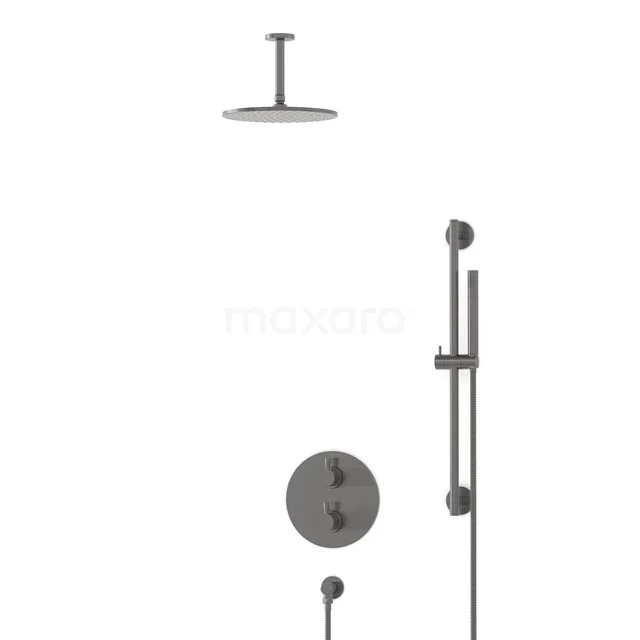 Radius Rain shower Built-in | Black metal 25 cm Rain shower Thermostatic BIM55-00067