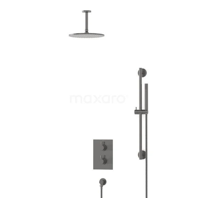 Radius Rain shower Built-in | Black metal 25 cm Rain shower Thermostatic BIM55-00068