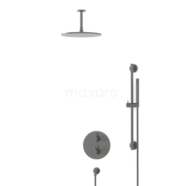 Radius Rain shower Built-in | Black metal 30 cm Rain shower Thermostatic BIM55-00070