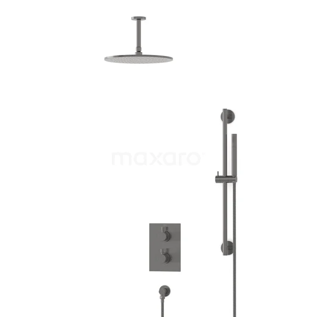 Radius Rain shower Built-in | Black metal 30 cm Rain shower Thermostatic BIM55-00071