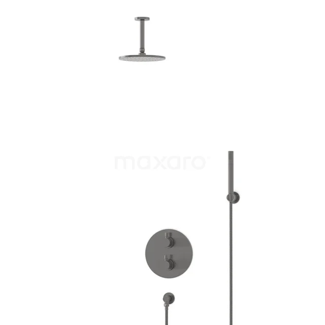 Radius Rain shower Built-in | Black metal 20 cm Rain shower Thermostatic BIM55-00082
