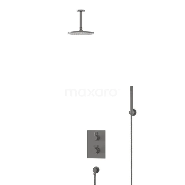 Radius Rain shower Built-in | Black metal 20 cm Rain shower Thermostatic BIM55-00083