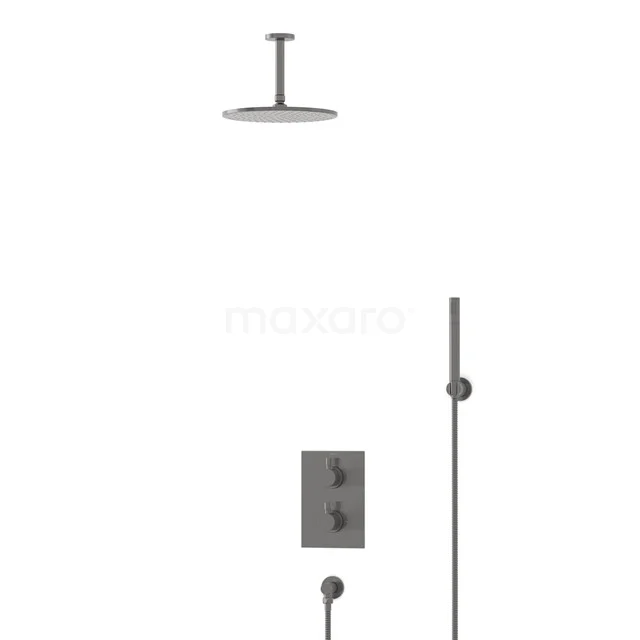 Radius Rain shower Built-in | Black metal 25 cm Rain shower Thermostatic BIM55-00086