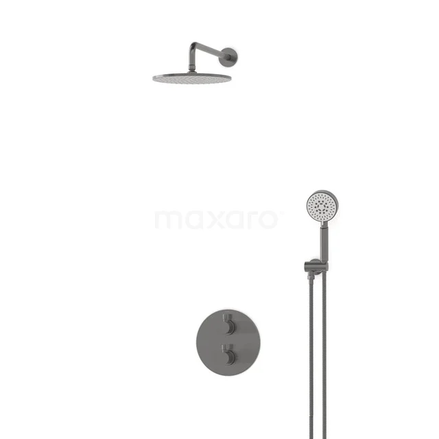 Radius Rain shower Built-in | Black metal 25 cm Rain shower Thermostatic BIM55-00094