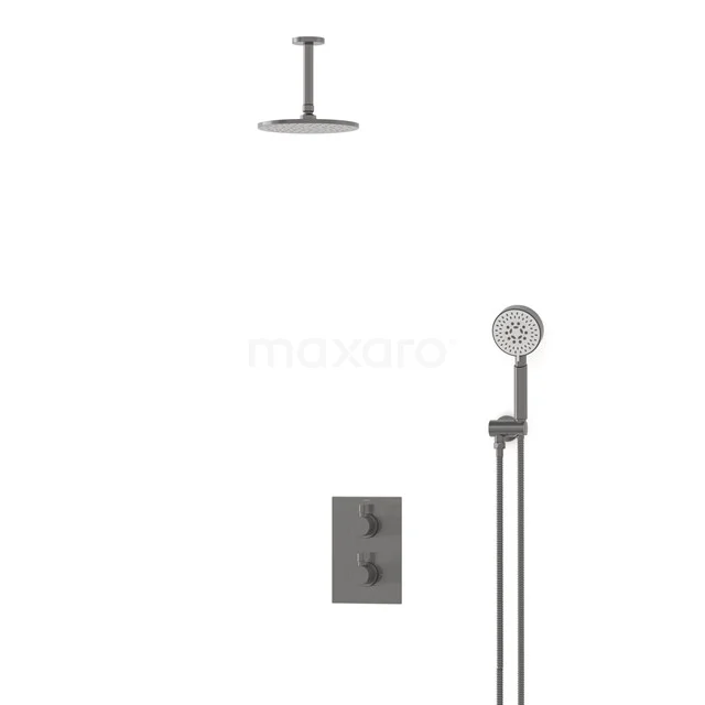 Radius Rain shower Built-in | Black metal 20 cm Rain shower Thermostatic BIM55-00101